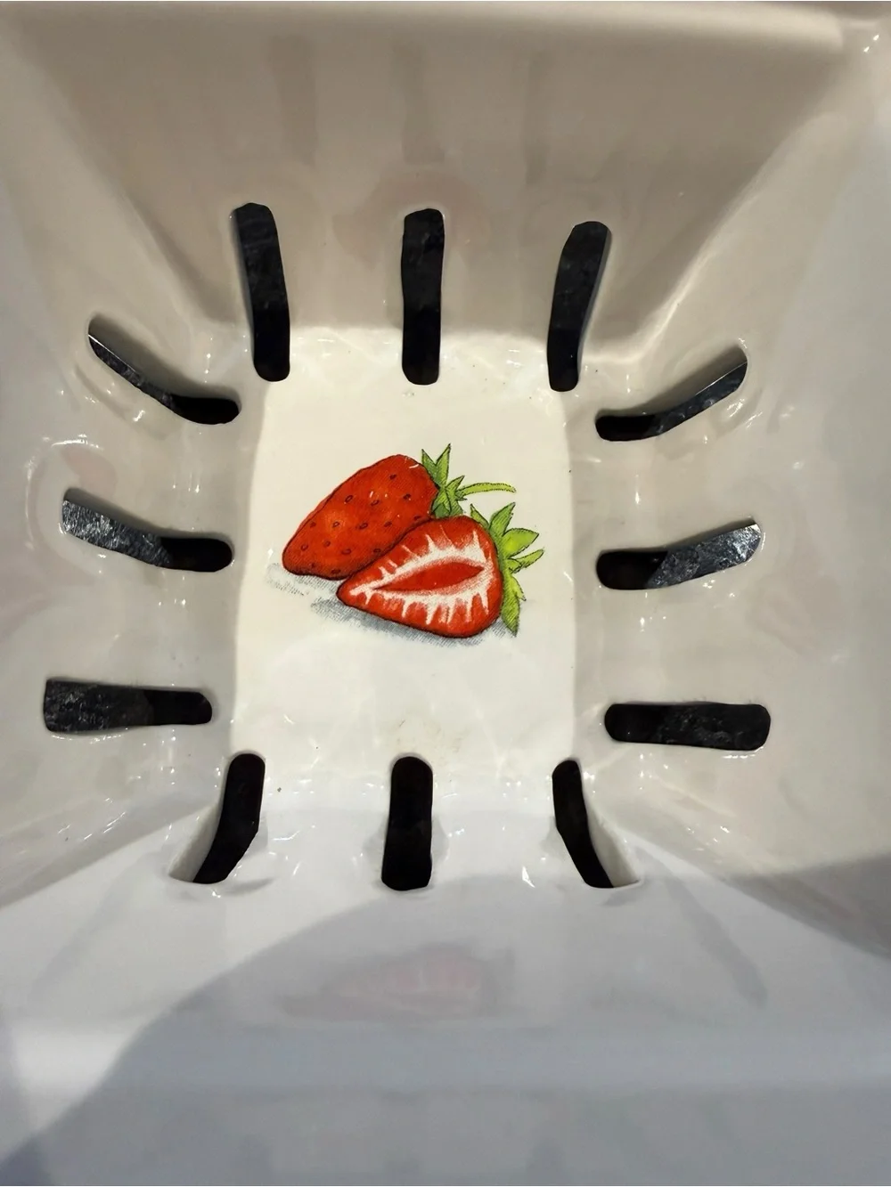 Rae Dunn Ceramic “Organic” Strawberry Berry Bowl Colander Strainer
